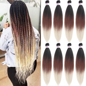 26" Pre-Stretched‎ Braiding Hair • Brown to Blonde Ombre • 8 Jumbo Packs
